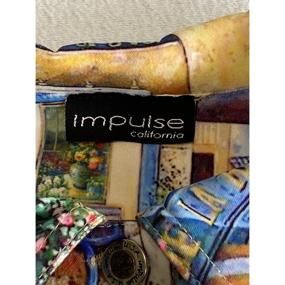 Impulse California Art Jacket Venice Café Boho Travel Print Button Front USA - Picture 5 of 14